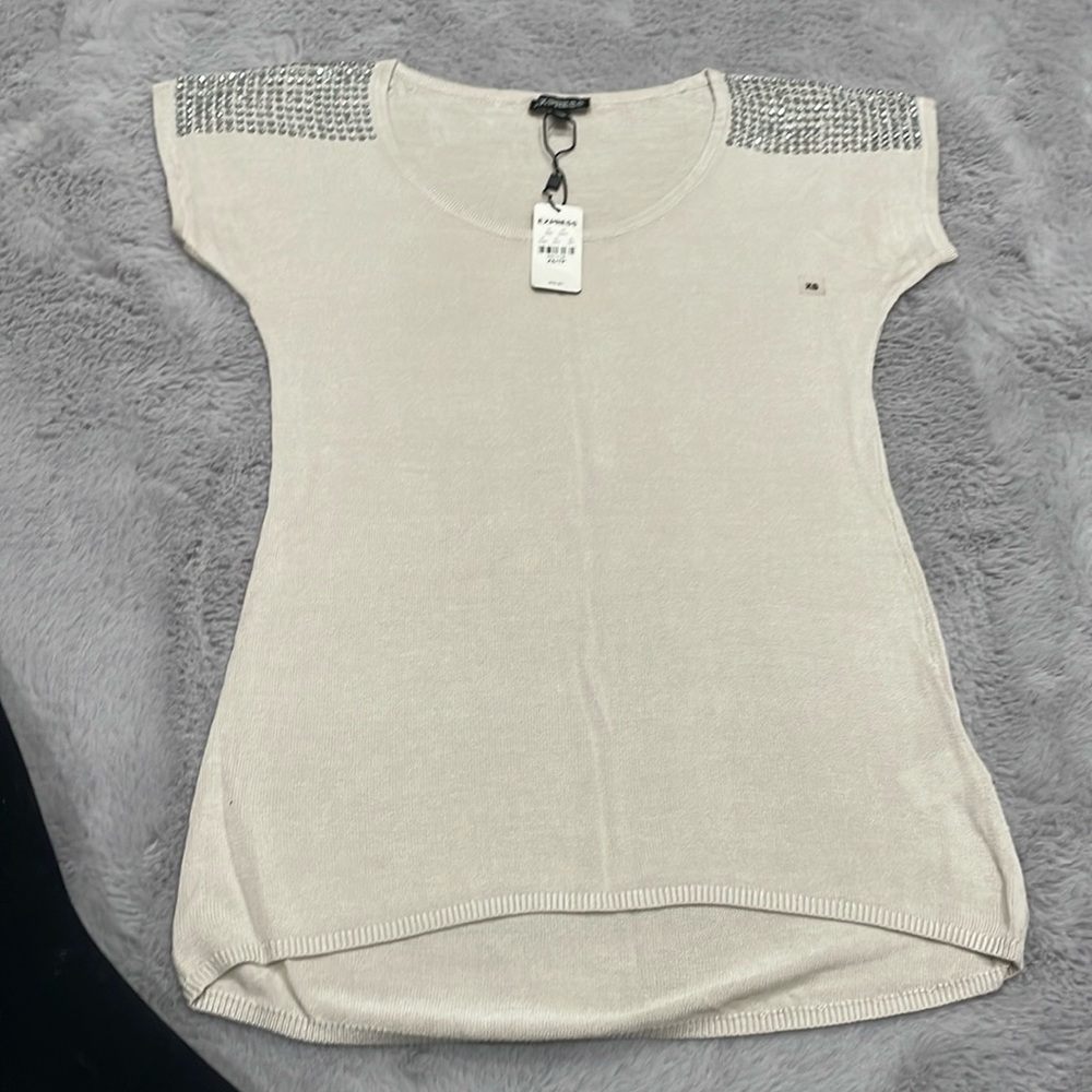 Express X small, taupe color shoulders with stone studs